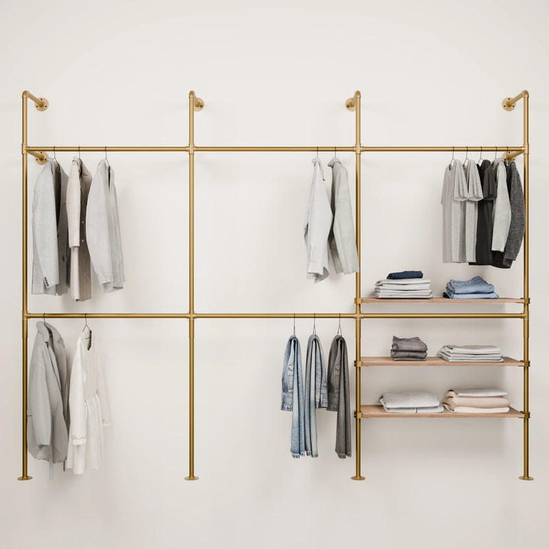 KIM DOUBLE 3 OAK – 3 shelves right | gold