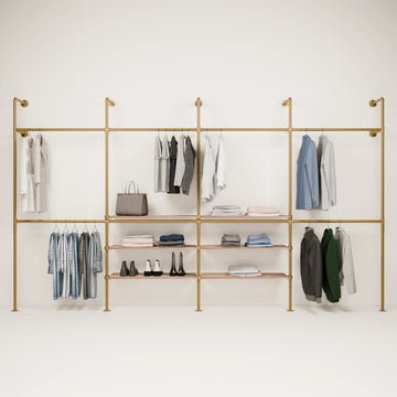 KIM DOUBLE 4 OAK – 6 shelves in the centre | gold