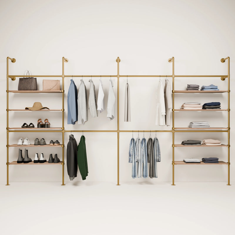 KIM DOUBLE 4 OAK – 10 shelves | gold