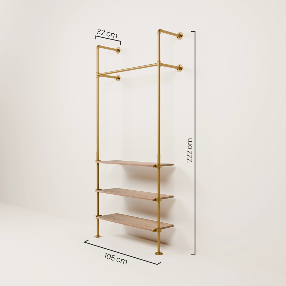 KIM 1 OAK – 3 shelves | gold