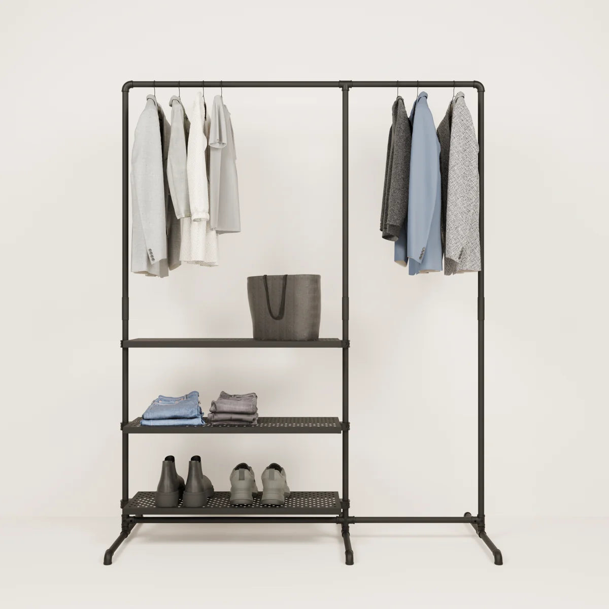 LAS 1.5 OAK – 3 shelves | Clothes rack with storage compartments