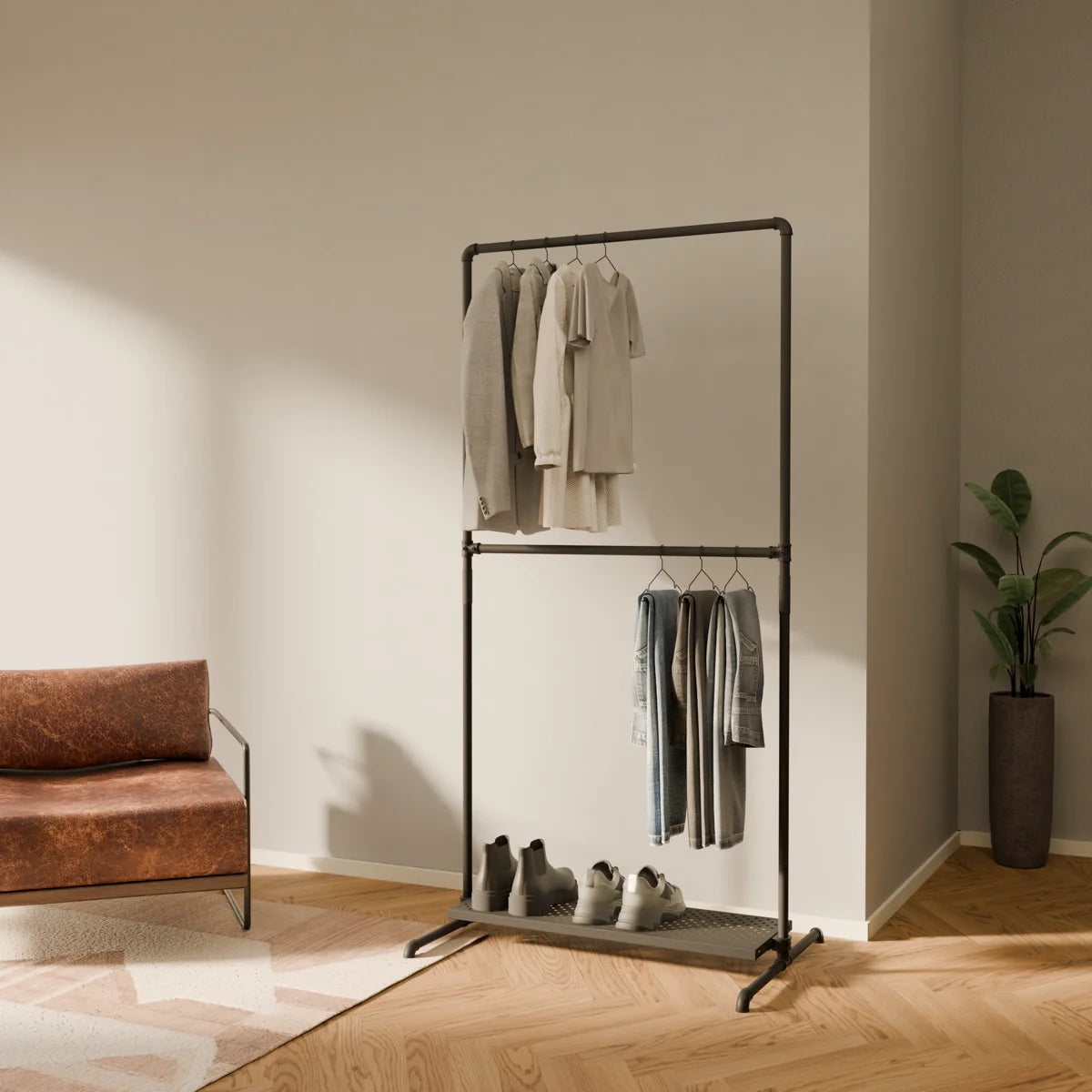 LAS 1 METAL – 1 shelf | Metal clothes rack with shelf