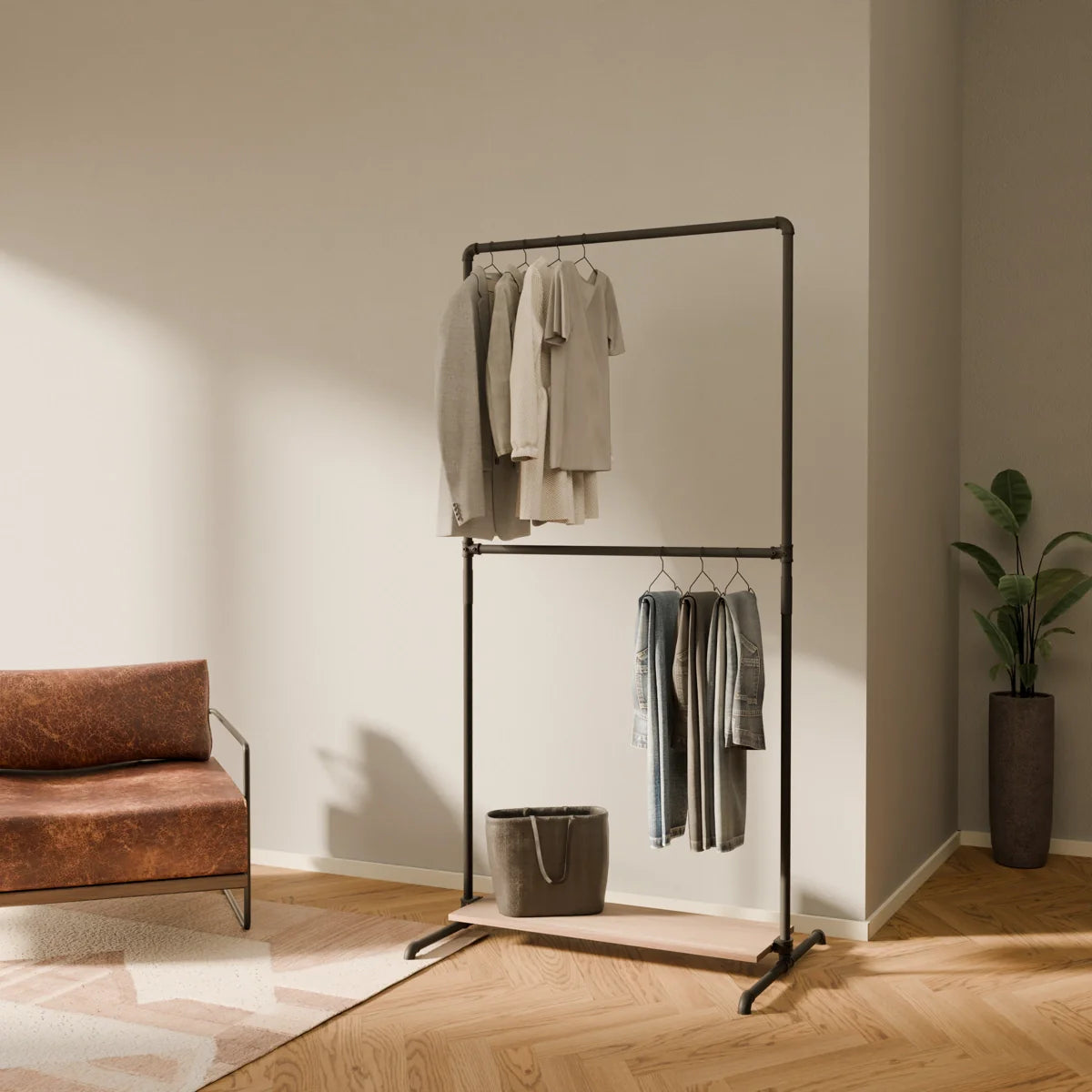 LAS 1 OAK – 1 shelf | Clothes rack with board