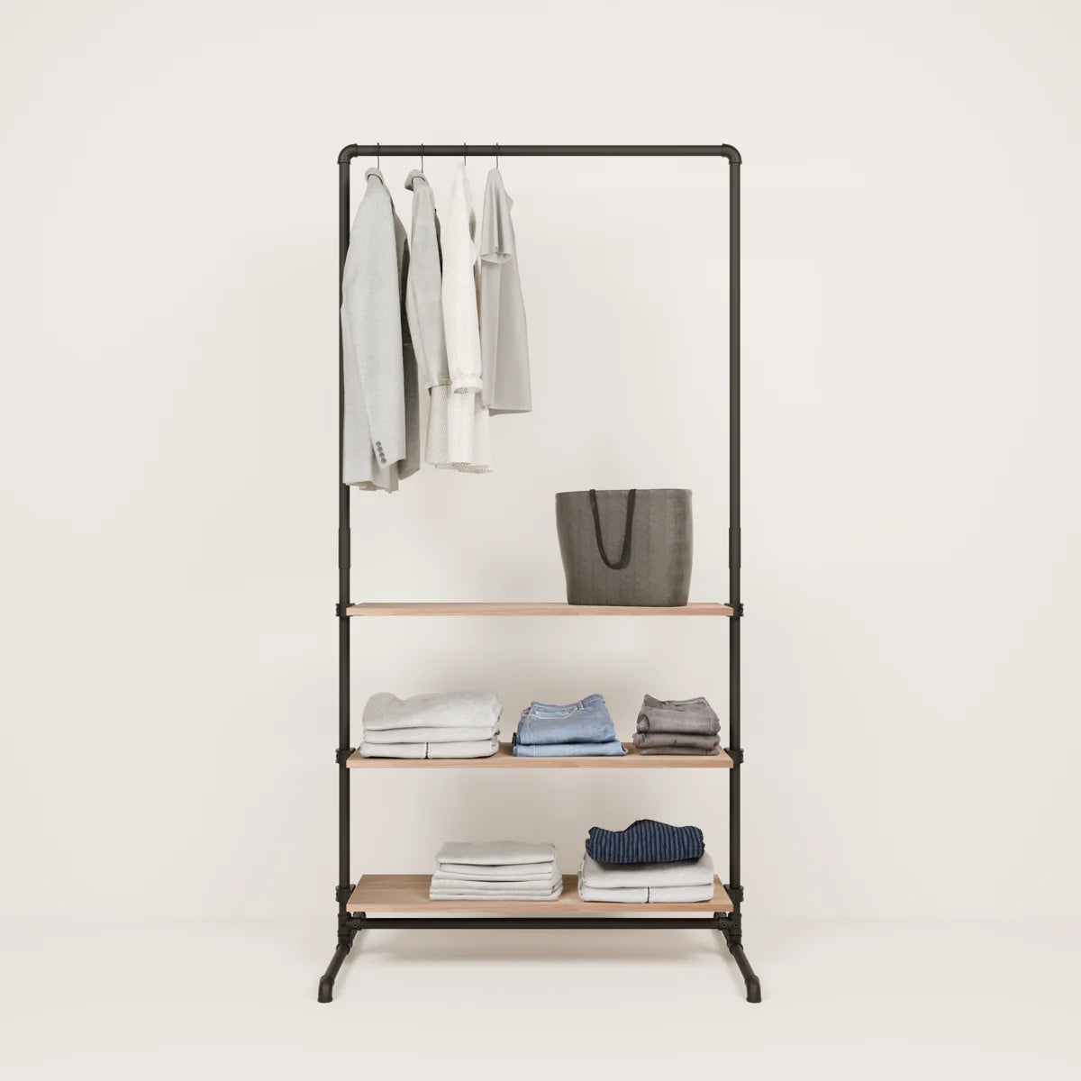 LAS 1 OAK – 3 shelves | Clothes rack with narrow shelf