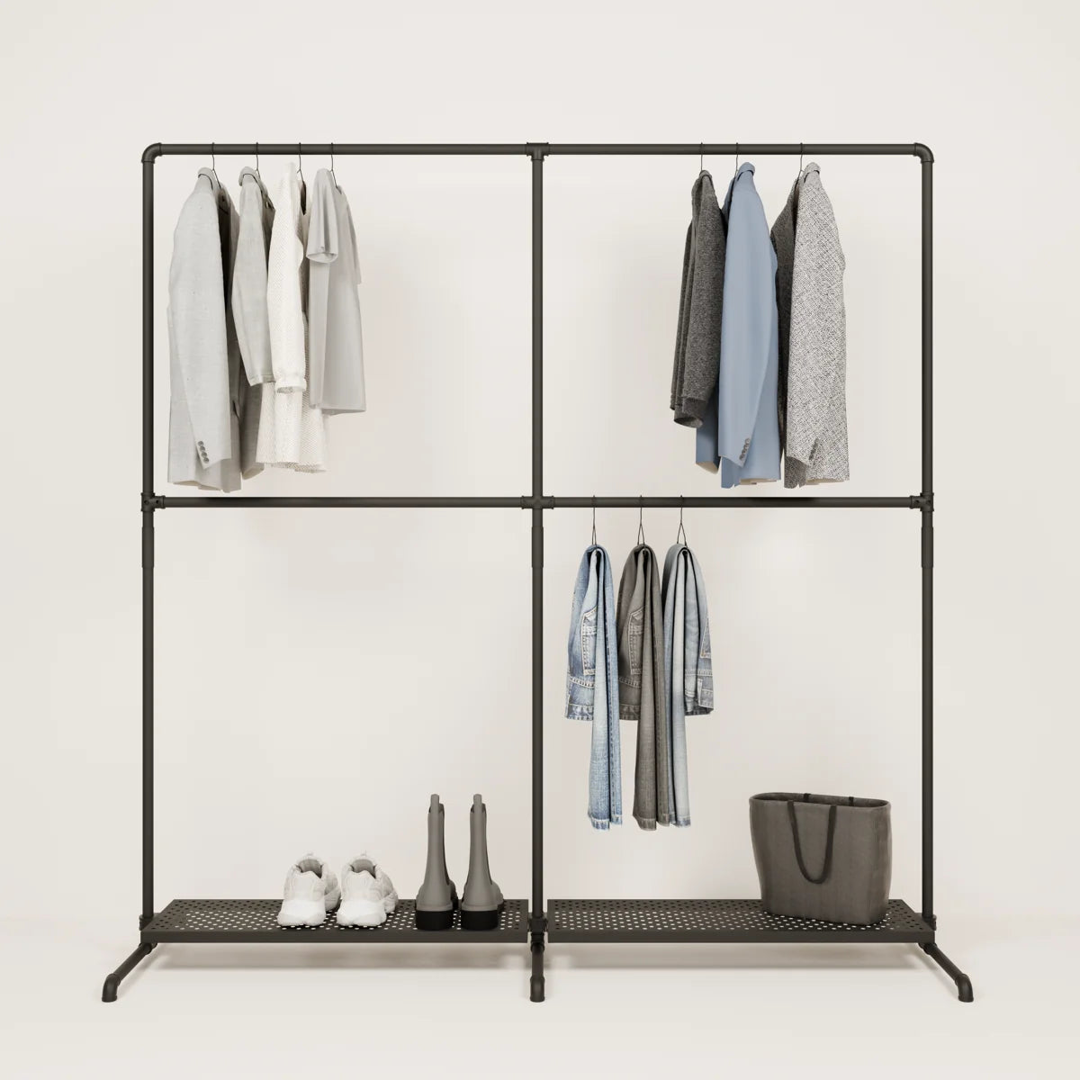 LAS 2 METAL – 2 shelves | Clothes rack black with storage