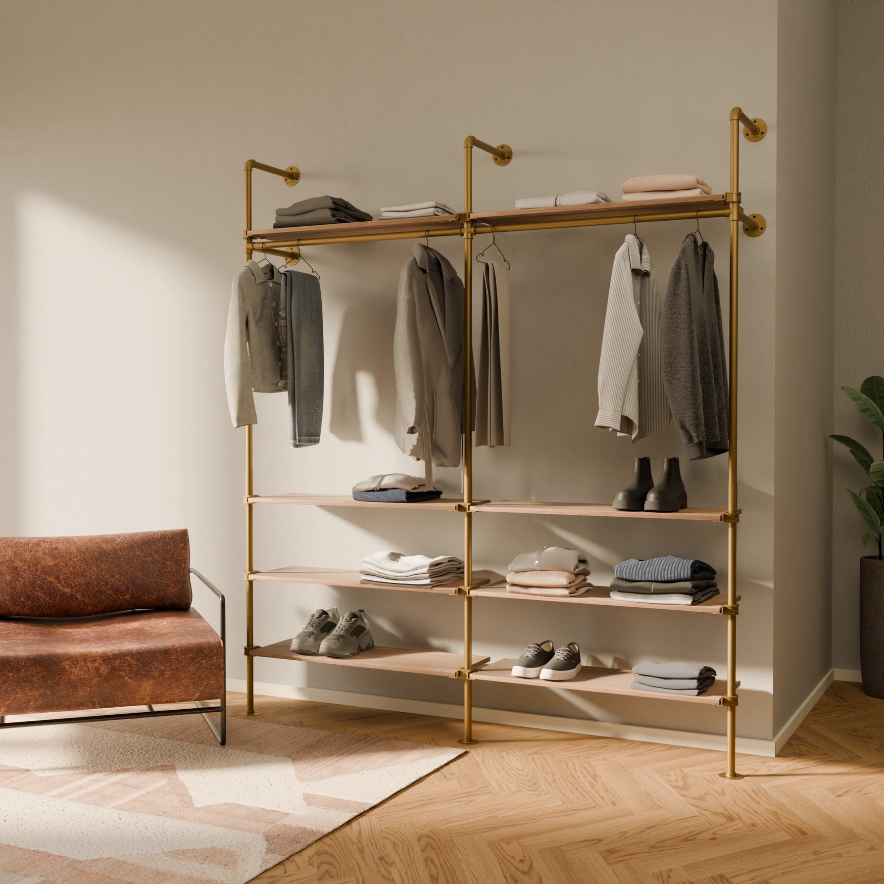 KIM 2 OAK – 8 shelves | gold