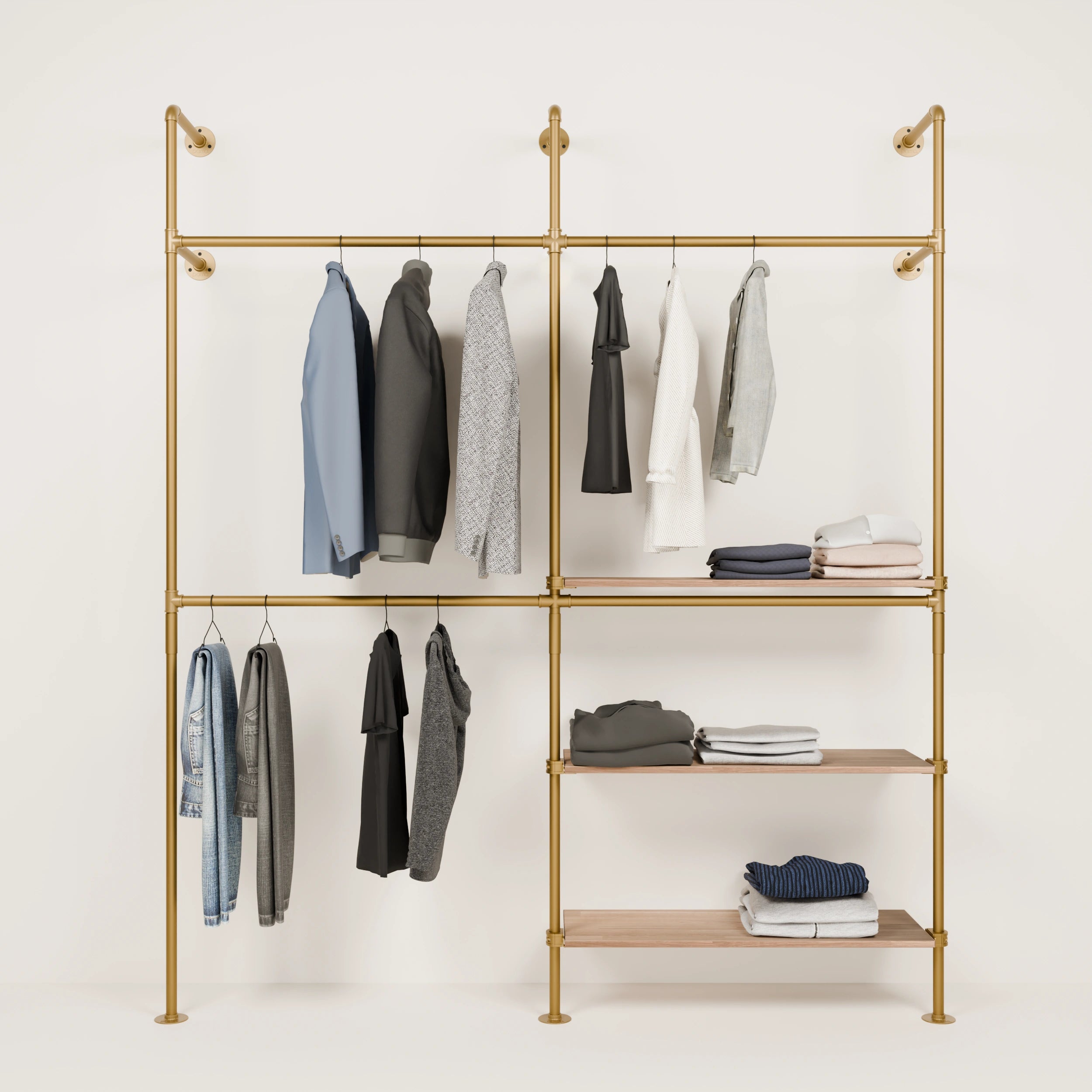 KIM DOUBLE 2 OAK –  3 shelves right | gold