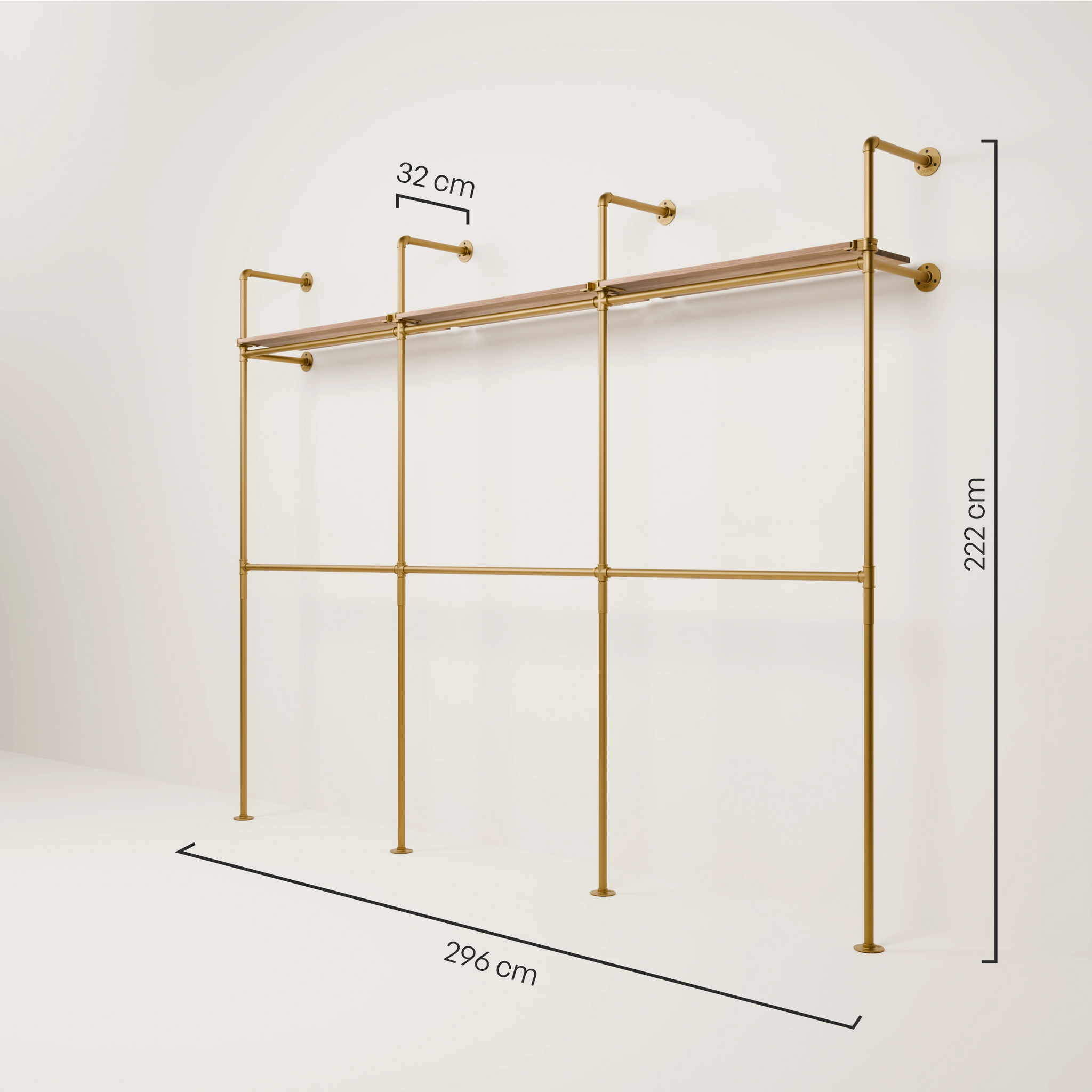 KIM DOUBLE 3 OAK –  3 top shelves | gold