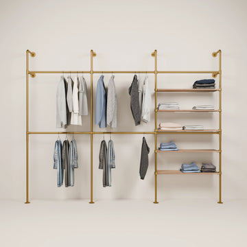 KIM DOUBLE 3 OAK –   5 shelves | gold