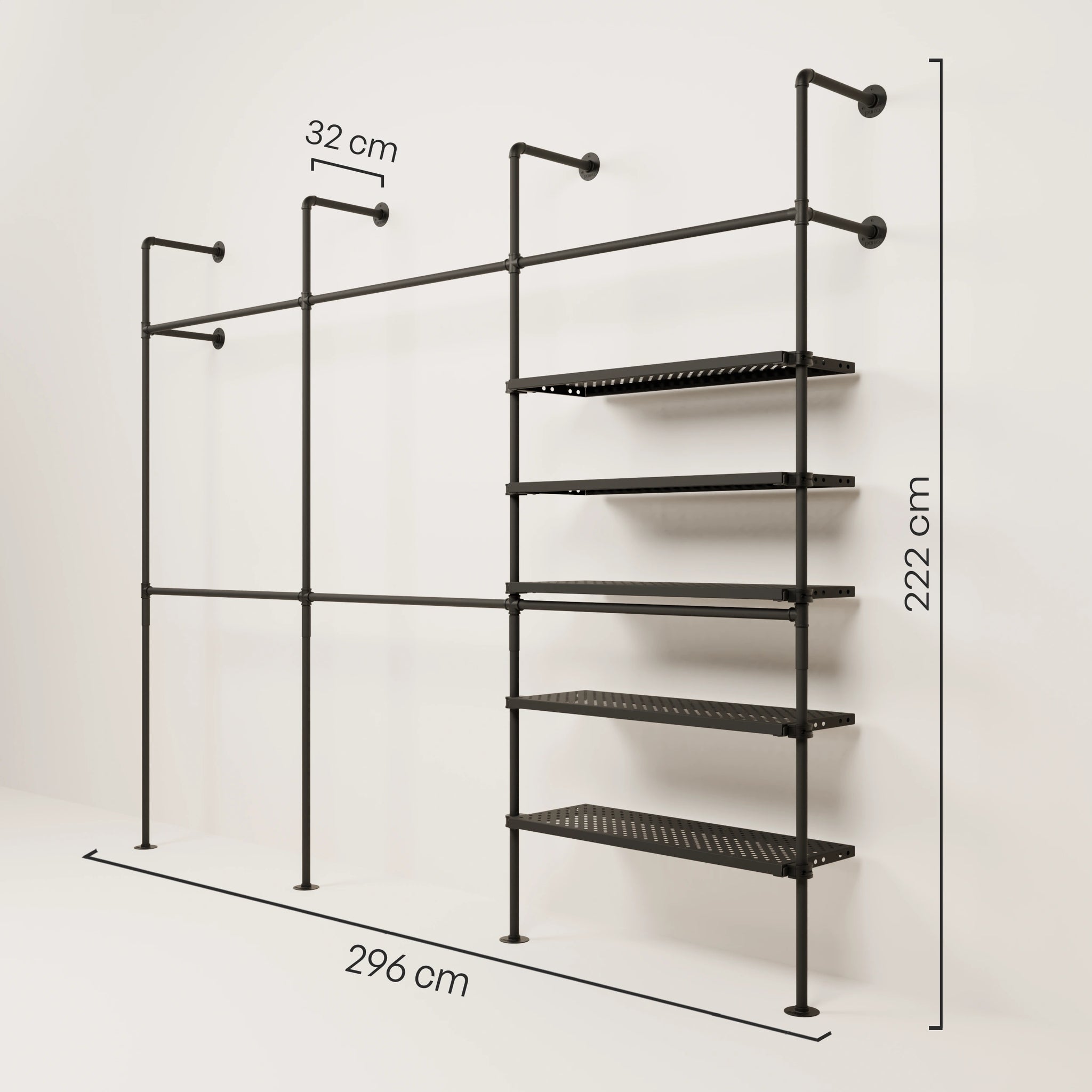 KIM DOUBLE 3 METAL – 5 shelves | Shelves with clothes rack