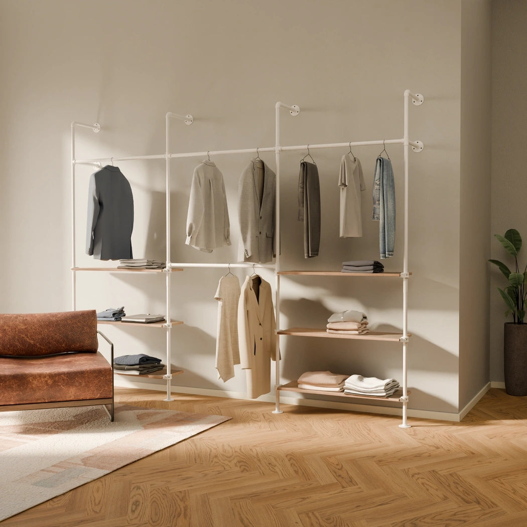 KIM DOUBLE 3 OAK – 6 shelves at the bottom | white