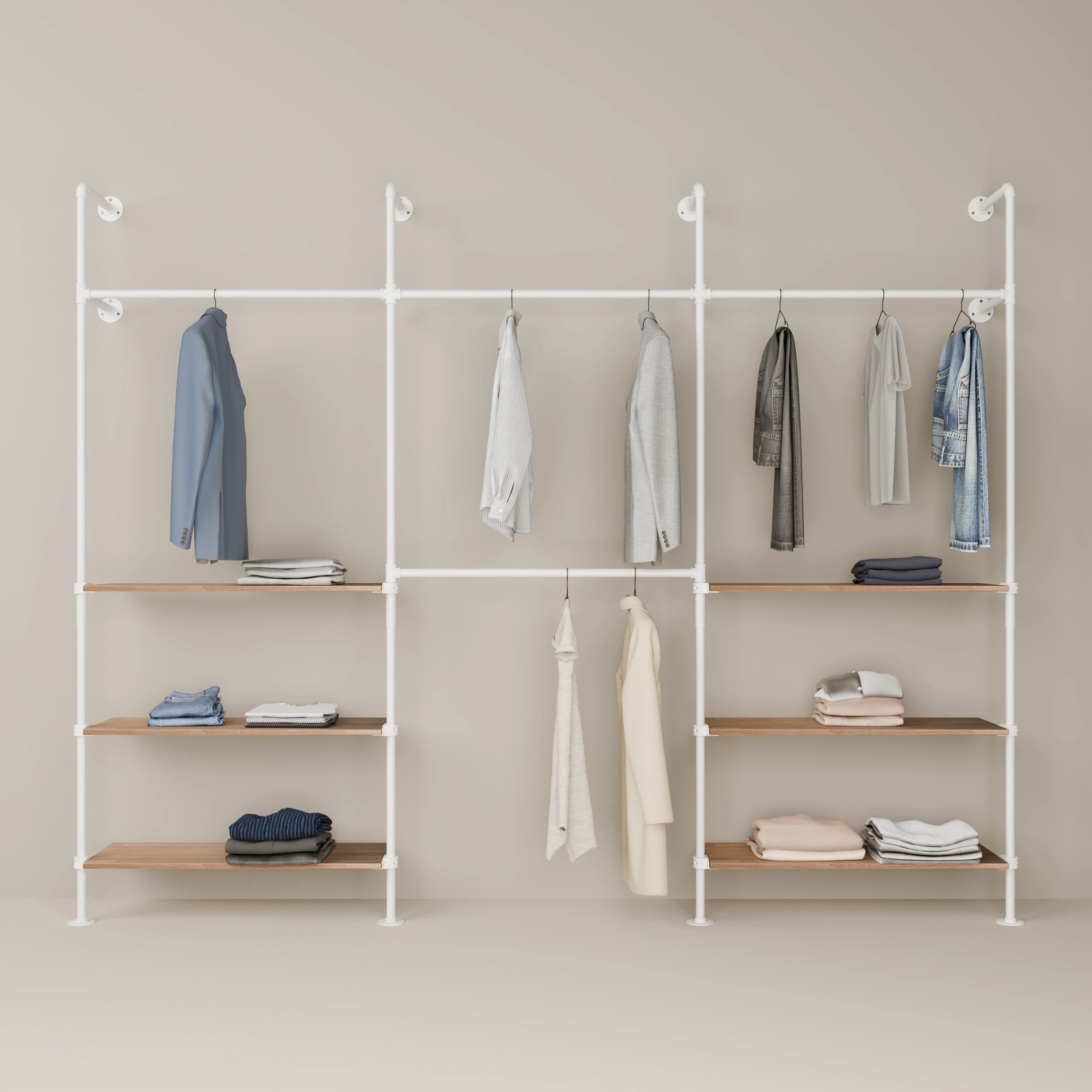 KIM DOUBLE 3 OAK – 6 shelves at the bottom | white