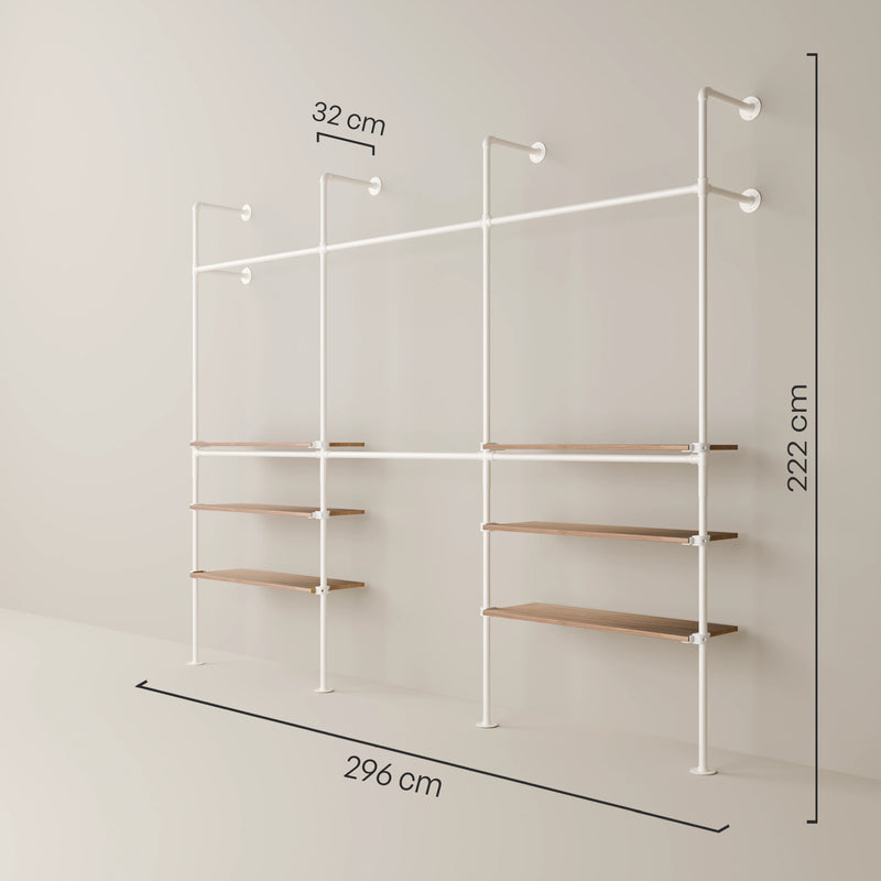 KIM DOUBLE 3 OAK – 6 shelves at the bottom | white