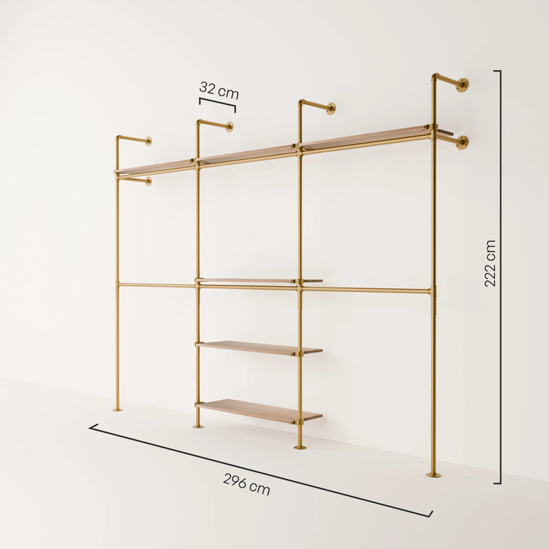 KIM DOUBLE 3 OAK –  6 top shelves | gold