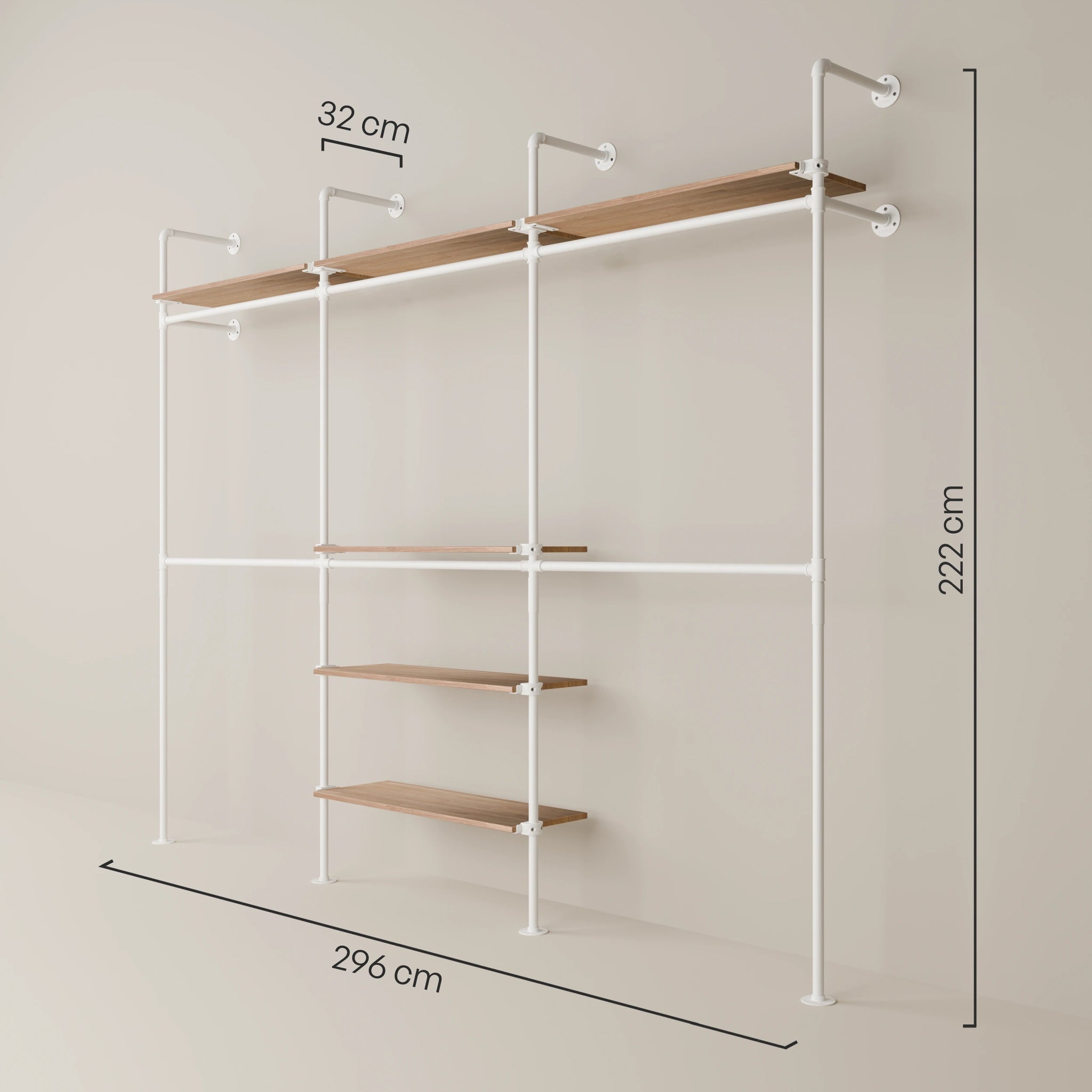 KIM DOUBLE 3 OAK – 6 top shelves | white