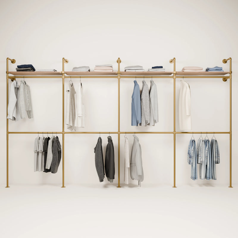 KIM DOUBLE 4 OAK –  4 shelves | gold