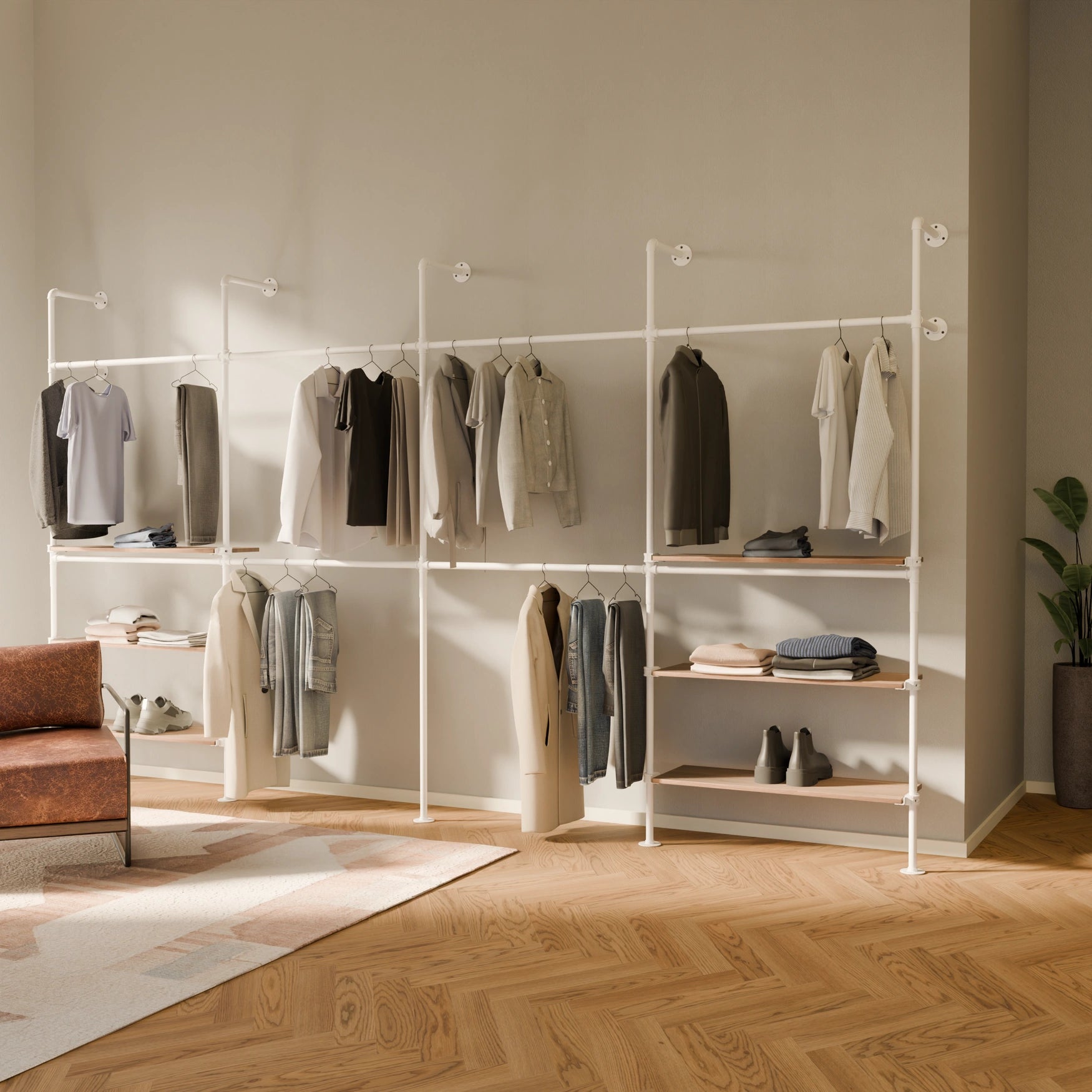 KIM DOUBLE 4 OAK – 6 shelves | white