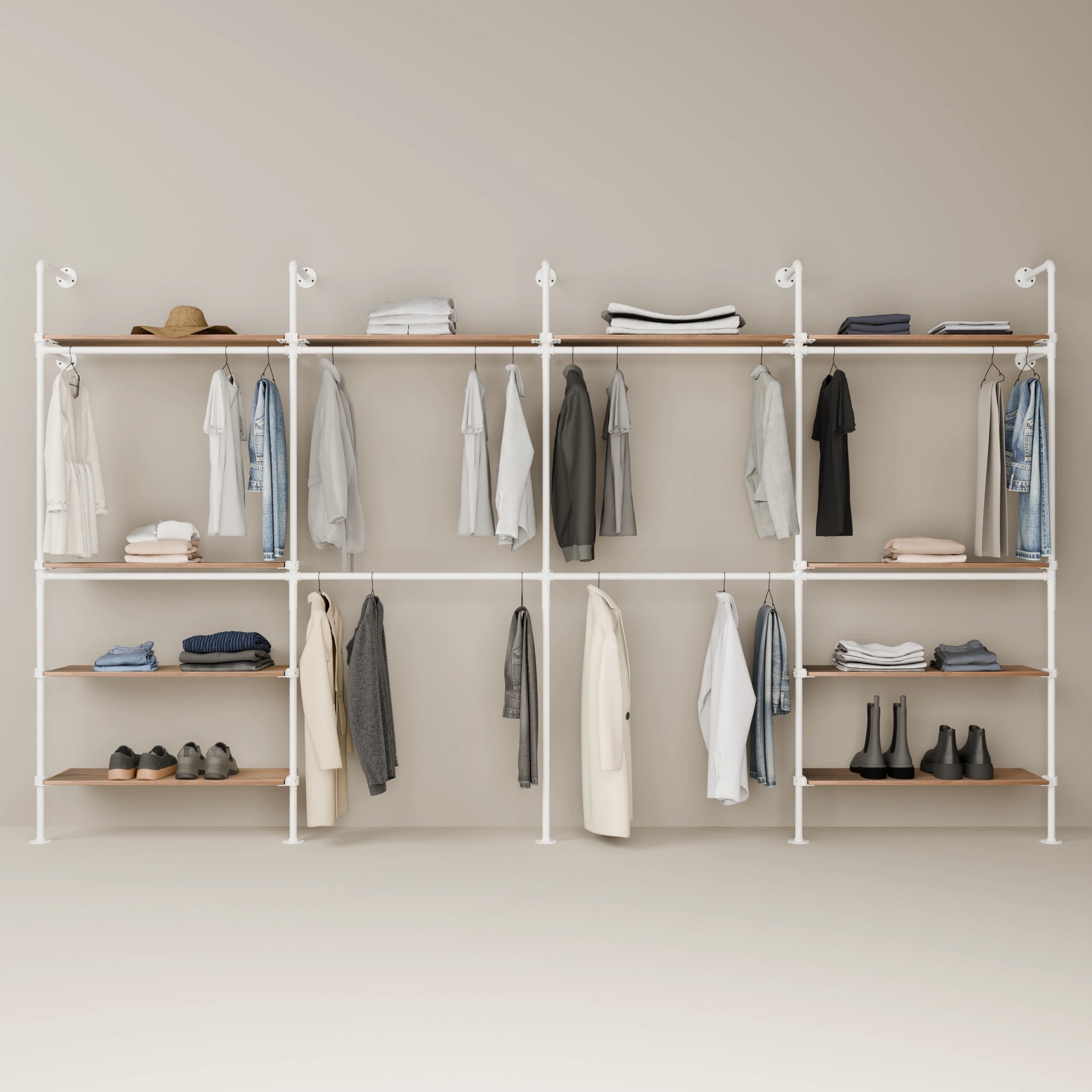 KIM DOUBLE 4 OAK – 10 top shelves | white