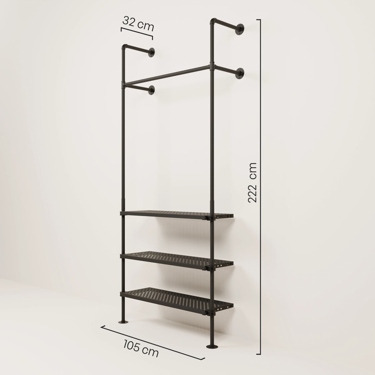 Maße Kleiderstange mit Ablage