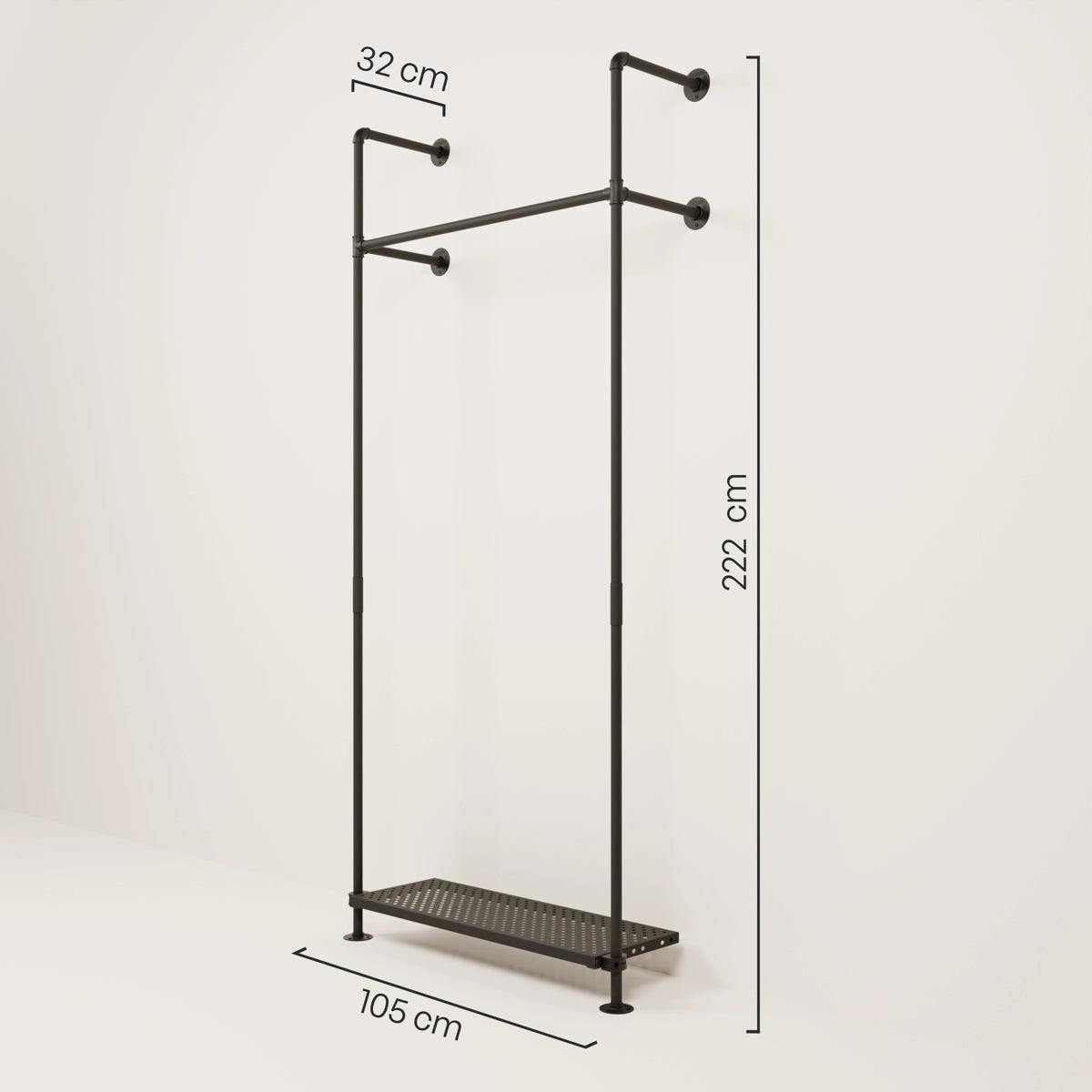 Maße Kleiderstange mit Schuhablage