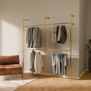 Golden clothes rail style functionality. Buy now pamo. design