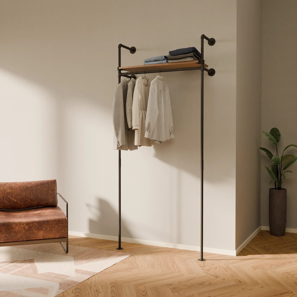 Garderobe Industriedesign mit Holz 