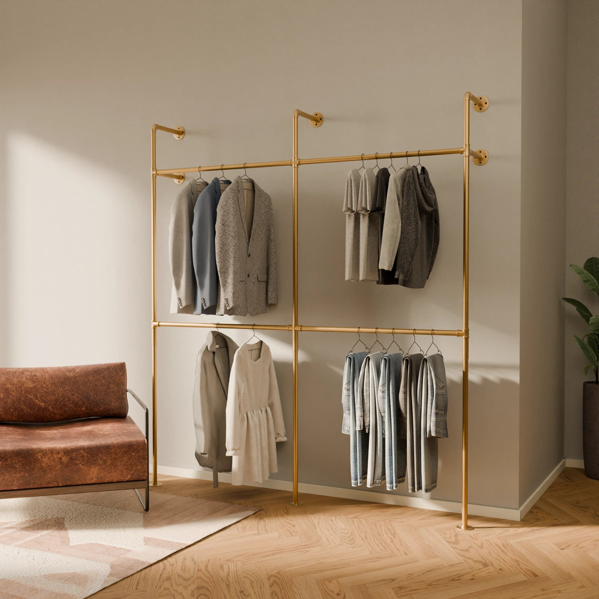 KIM DOUBLE 2 – Gold clothing rack