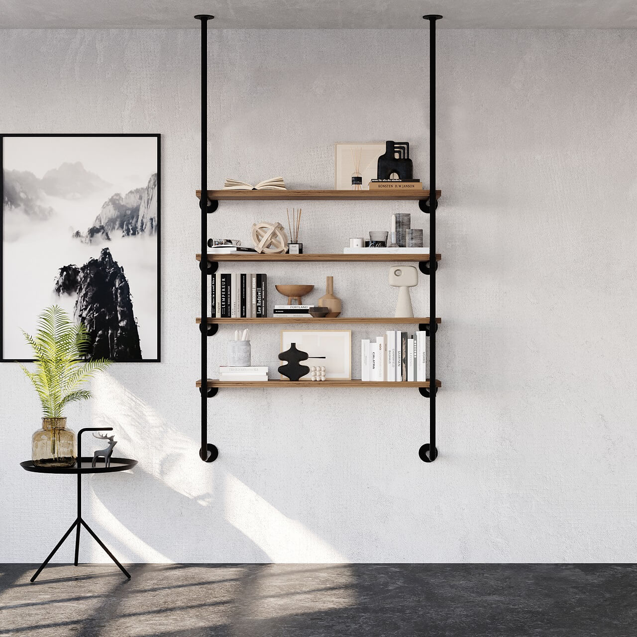 Schwebender Regalträger mit Wandmontage